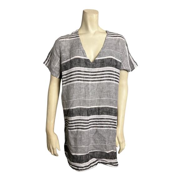 Striped Linen Dress Stella Martini Italy Mini Short Beach Cruise Nautical Breton - Picture 1 of 8